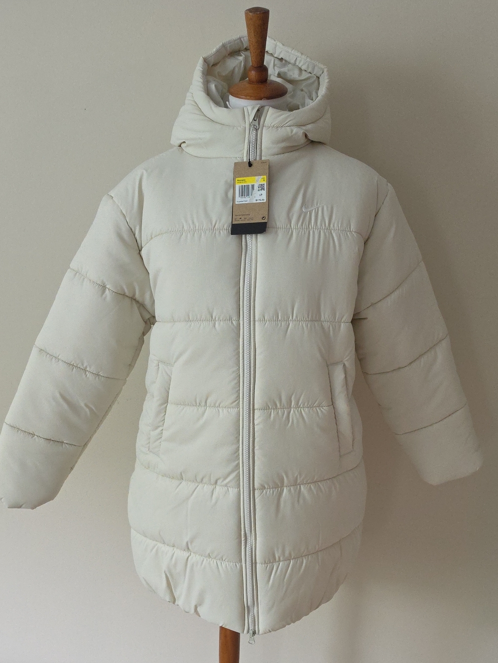 Nike Therma Fit Cream Puffer Coat with Hood
